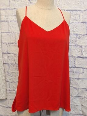 Express Red V-Neck Spaghetti Strap Tank Top - Size Medium